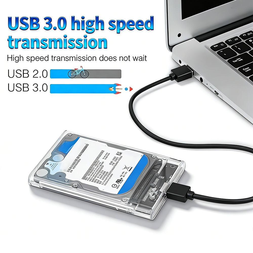 External Ssd - علبة قرص صلب شفافة مقاس 2.5