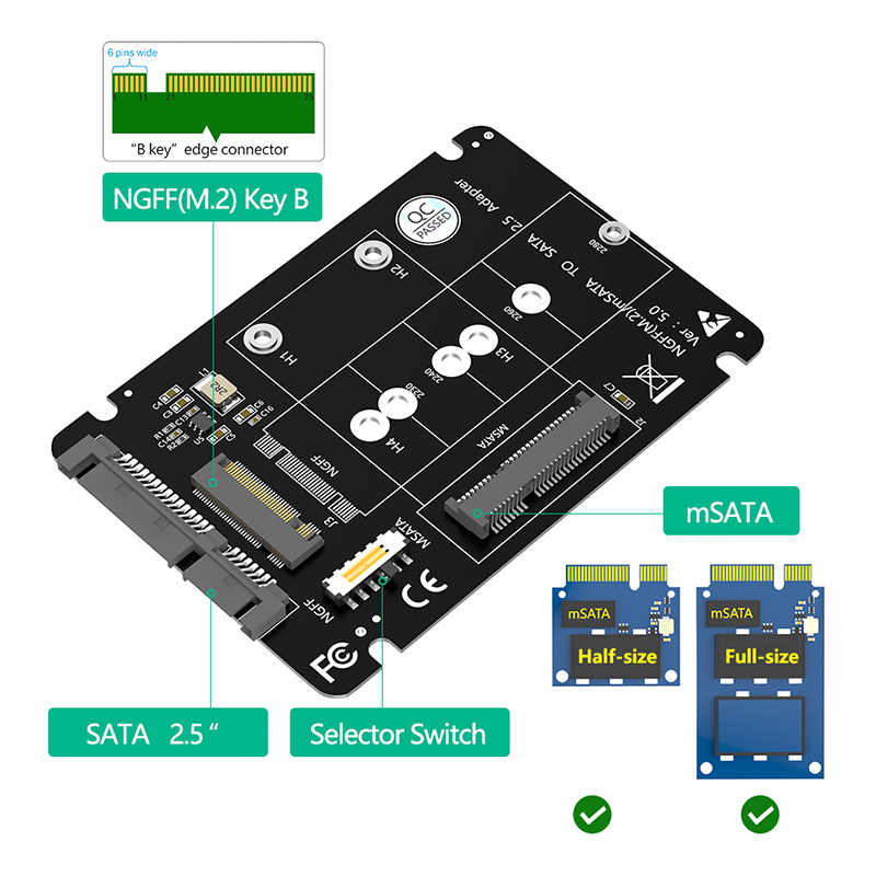 محول M.2 NGFF mSATA SSD إلى SA - مراجعة Memory Card Ssd وسعره