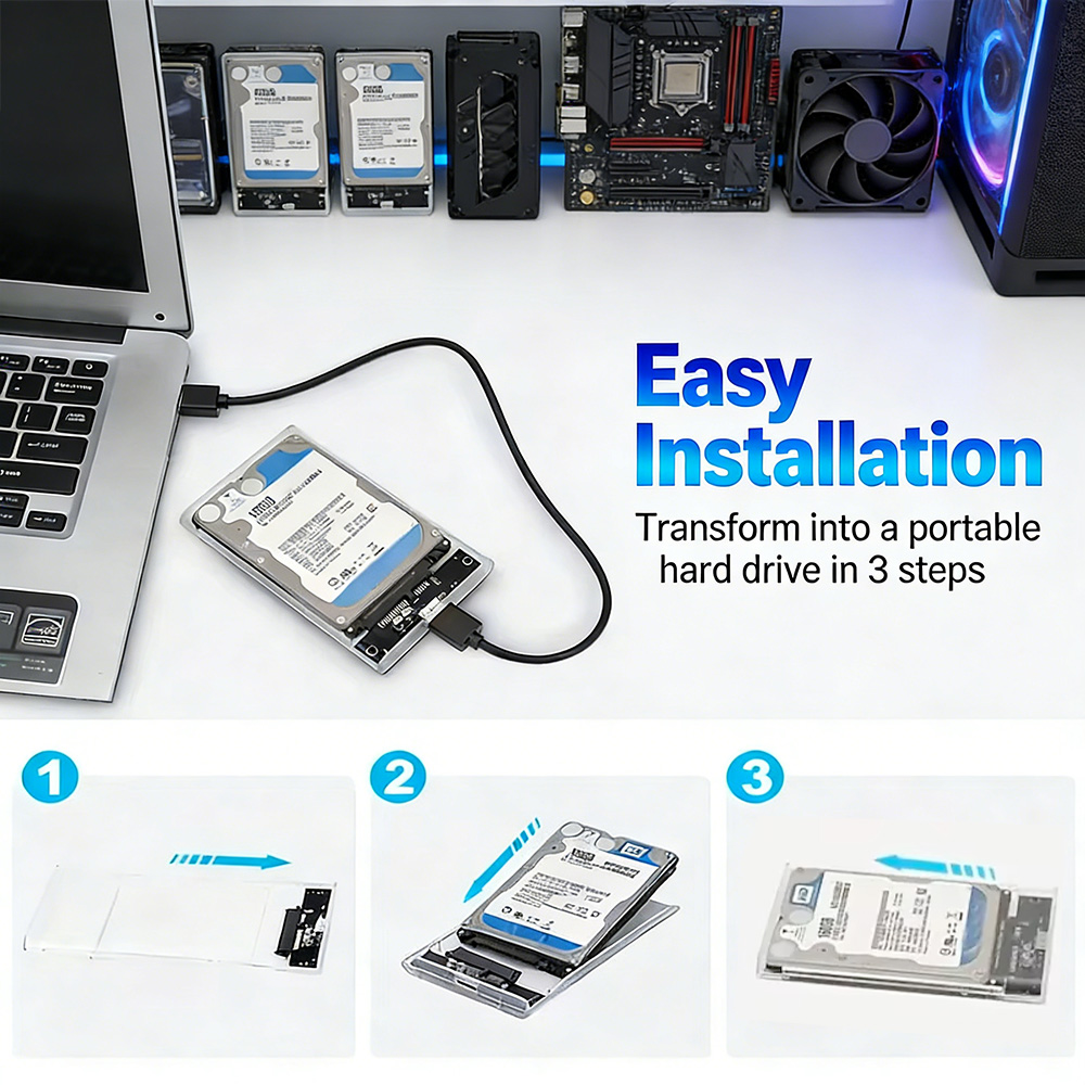 علبة قرص صلب شفافة مقاس 2.5 بو - مراجعة External Ssd وسعره